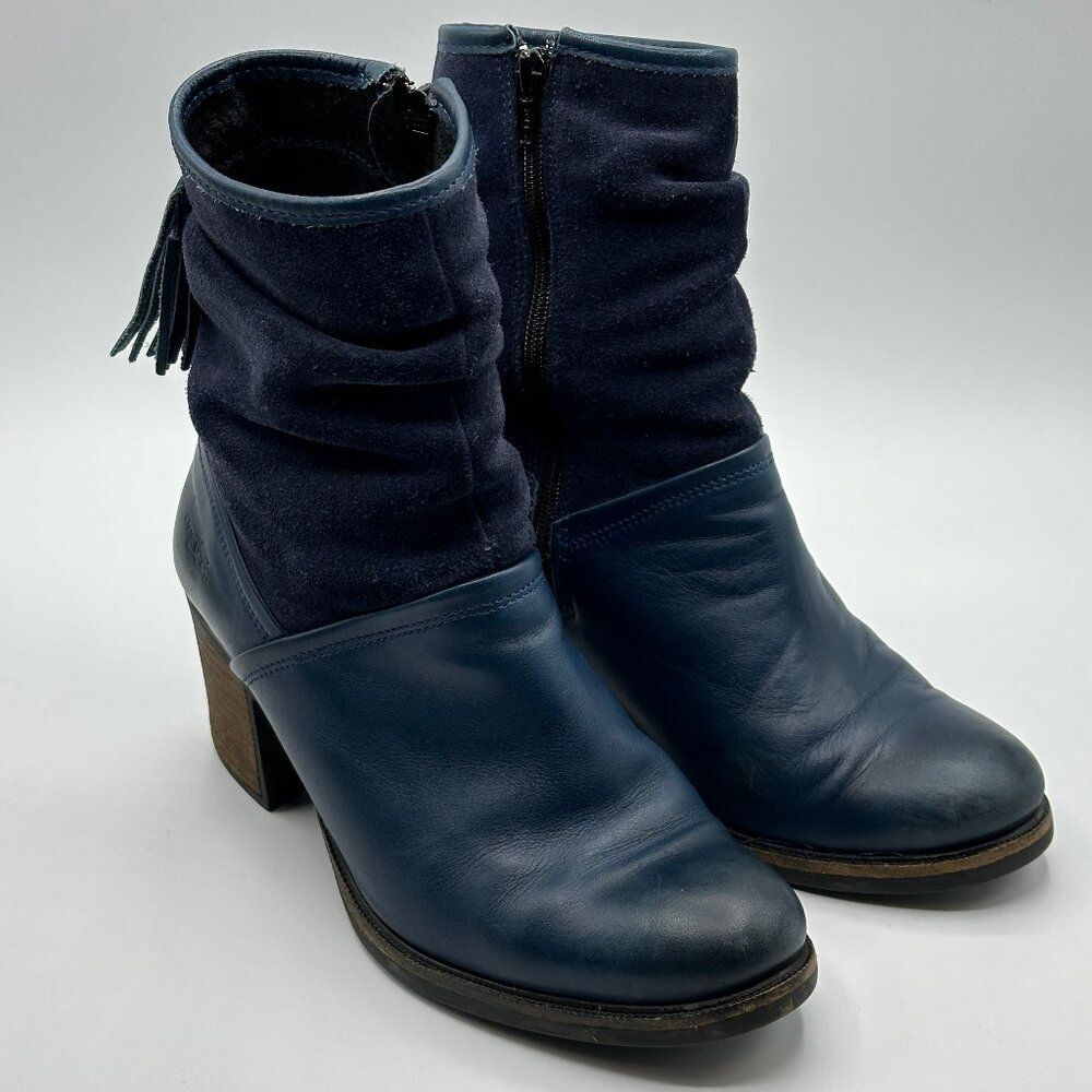 Bos. & Co. Women's Bailee Ankle Boot Royal Blue Leather and Suede Size 39